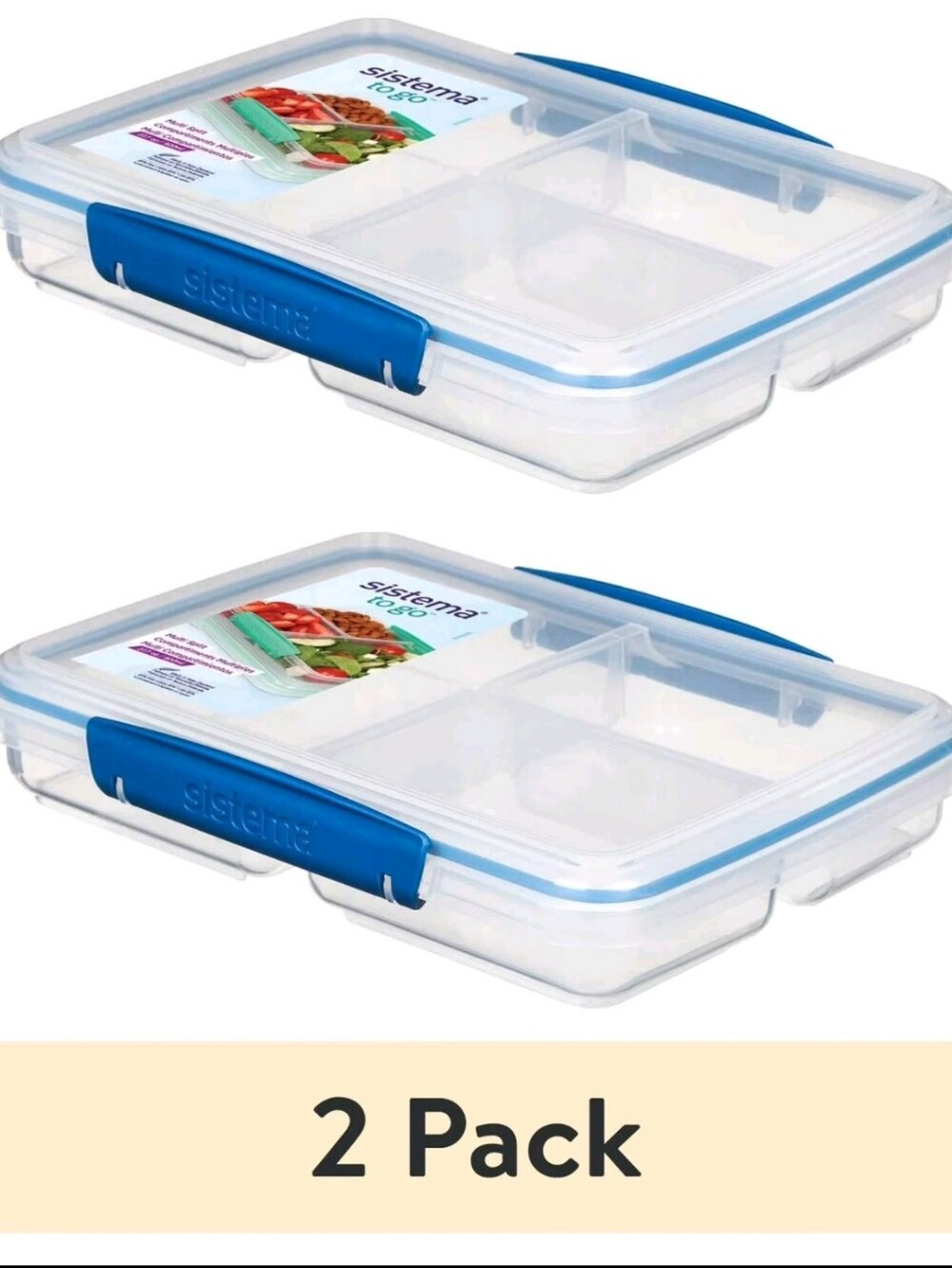 Sistwma Bento Food Storage Containers with Blue Latches - 2 Pack